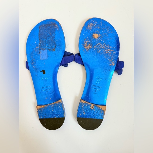 Giuseppe Zanotti Summer Metallic Blue Cruel Wing flat thong sandals EU 37 - Picture 2 of 8